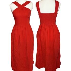 A New Day linen blend midi dress Size XS
